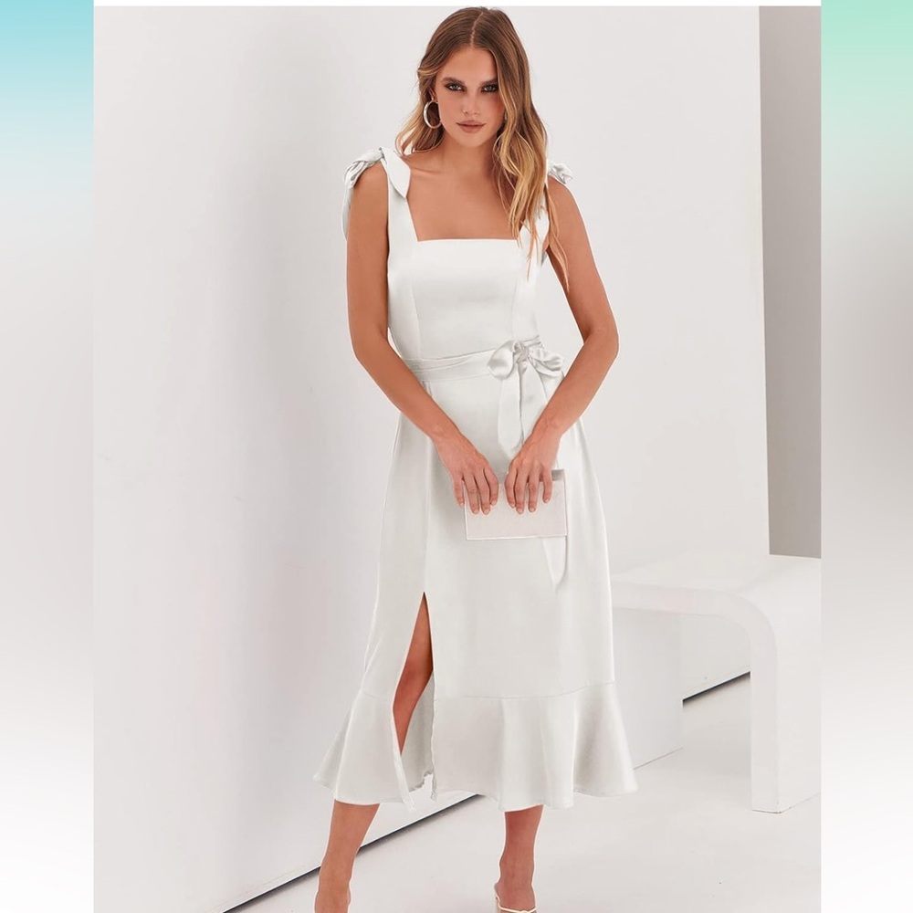 White silk dress